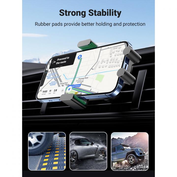Produktbild Ugreen Car holder for ventilation grille with inductive charging CD256 (silver)