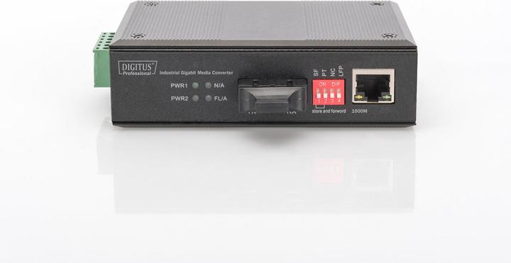 Produktbild Digitus Industriellerl Gigabit Medien Konverter 10/100/1000BaseT zu 1000Base-SX SC 0.5km erweiteter Temp....