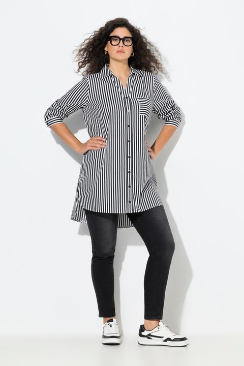 Immagine prodotto Ulla Popken Camicia dal taglio svasato con righe, collo da camicia e maniche lunghe (54)