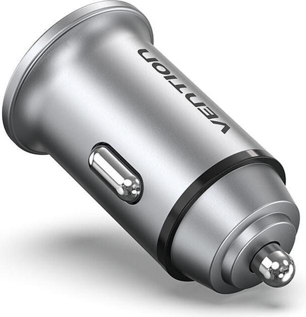 Actual product image Vention Two-Port USB A+A(30+30) Car Charger Gray Mini Style Aluminium Alloy Type