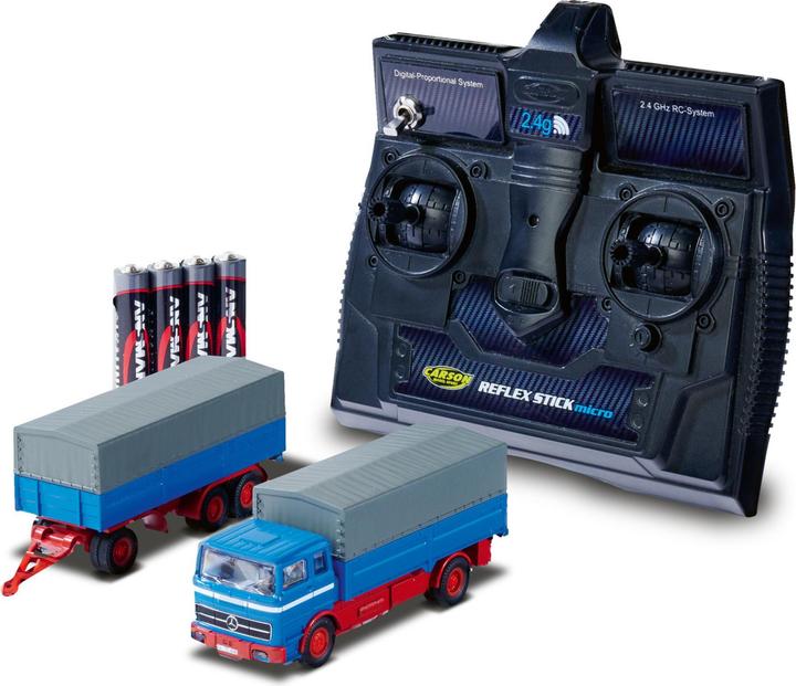 Produktbild Carson 1:87 MB 1620 Plane m.Anhäng.100%RTR blau