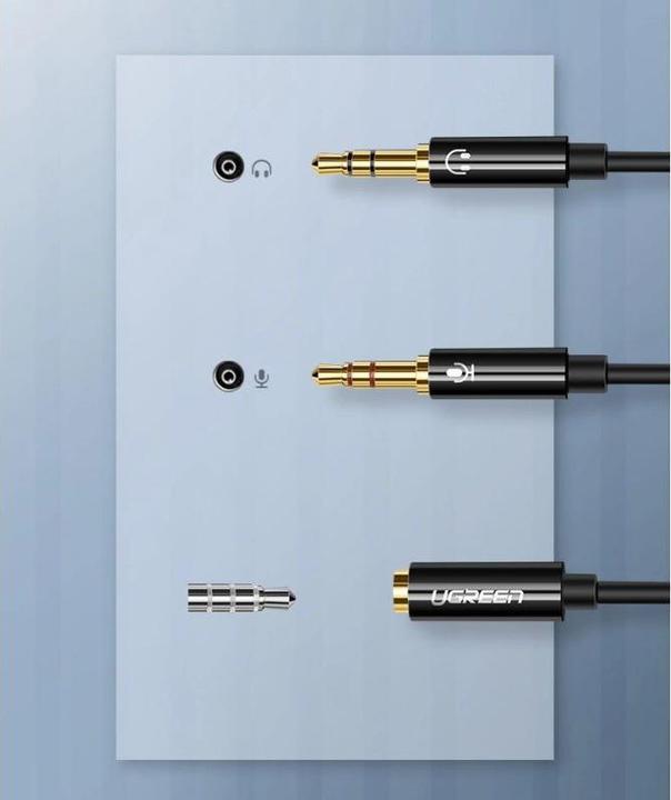 Produktbild Ugreen Mikrofon und Kopfhörer Y Splitter 3.5 mm Klinke (0.20 m, AUX Kabel)