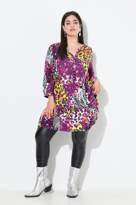 Actual product image Angel of Style Colorful Leopard Pattern Tunic with 3/4 Sleeves and Tunic Neckline (56)