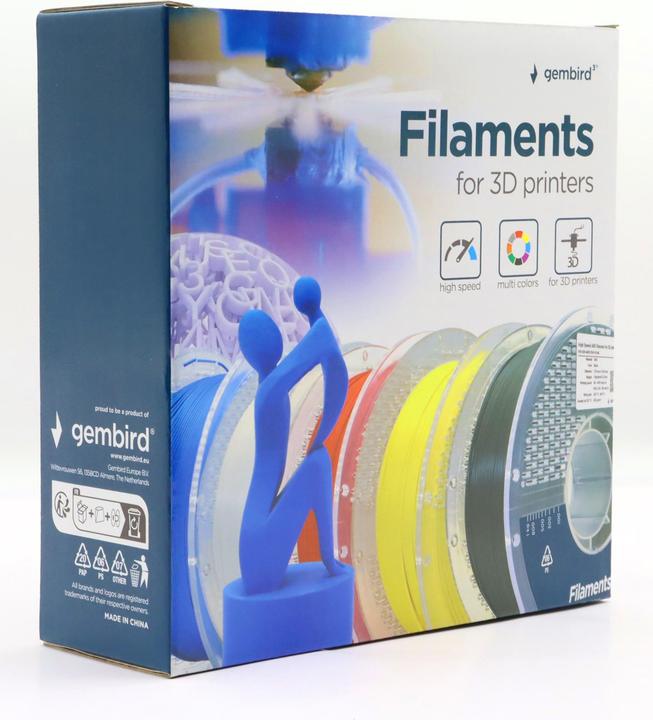 Actual product image Gembird 3DP-PLA1.75HY-01-BK High-speed flat Filam Black 1.75 mm 1 kg (PLA, 1.75 mm, 1000 g, Black)