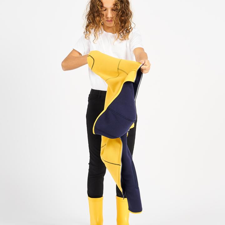 Produktbild Tribord Fleecejacke Segeln Kinder warm wendbar 500 marineblau/gelb (164)