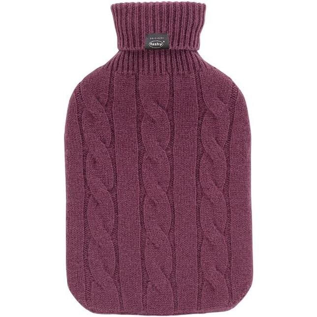 Fashy, Borsa dell’acqua calda, Warmwaterkruik gebreide hoes van kasjmier bordeauxrood 2 l (2 l, Fiaschetta da letto con coperchio)