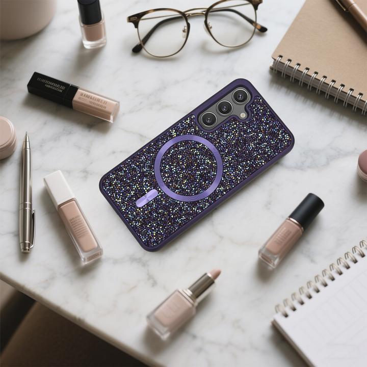 Produktbild Cadorabo Samsung Galaxy S25 Hülle kompatibel mit MagSafe Glitzer Case (Samsung Galaxy S25)