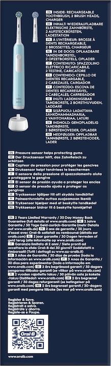Actual product image Braun Oral-B Series 1 Blue Rechargeable Electric Toothbrush with 2 Replacement Brush Heads, 1 Toothbrush (Oscillating toothbrush)