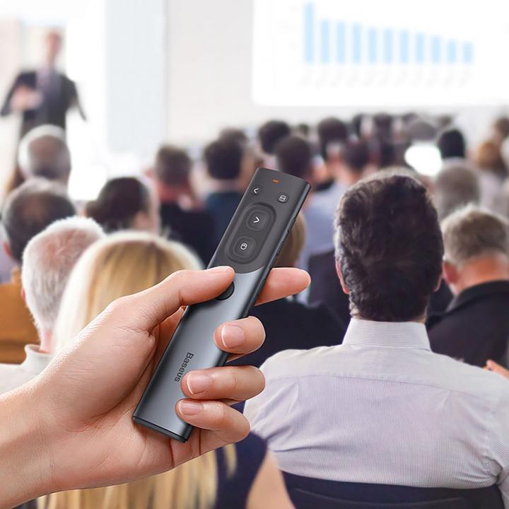 Immagine prodotto Baseus Orange Dot Telecomando multifunzione per presentazioni, con puntatore laser rosso - grigio
