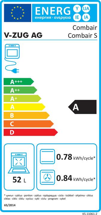 Energy Label V-Zug Combair S