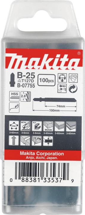 Image du produit Makita 100 Lames de scies sauteuses universelles Type B-25