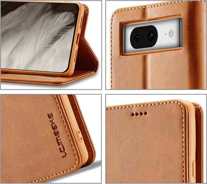 Produktbild LC.Imeeke Google Pixel 8 - Leder Etui Hülle beige (Google Pixel 8)