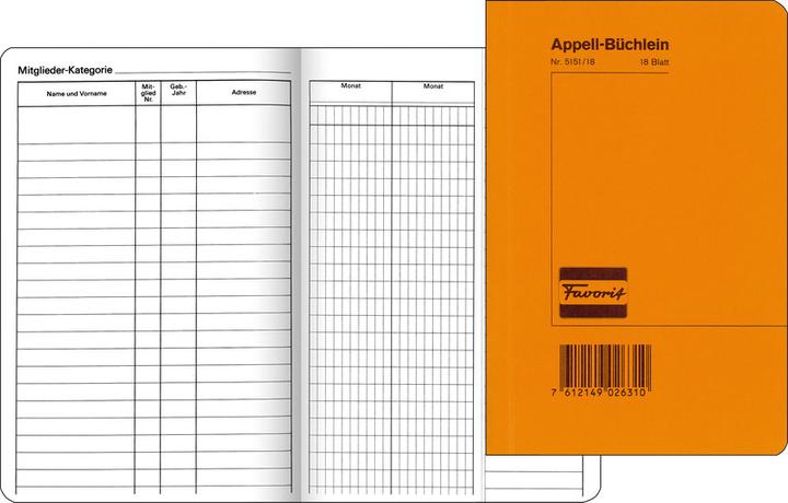 Produktbild Favorit Appell-Büchlein (18 x)