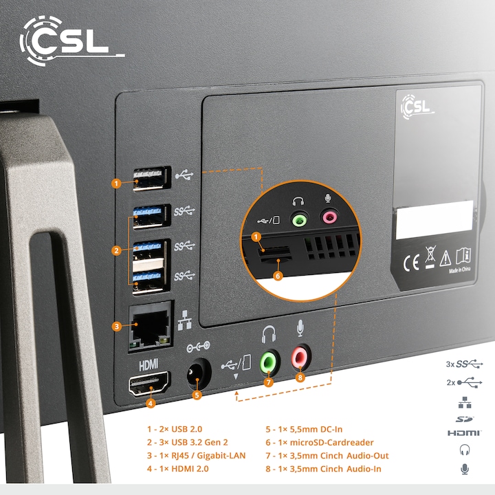 Produktbild CSL All-in-One-PC Unity F27B-ALS 256 GB 16 GB RAM Win 11 Home (16 GB, 256 GB, Intel UHD Graphics)