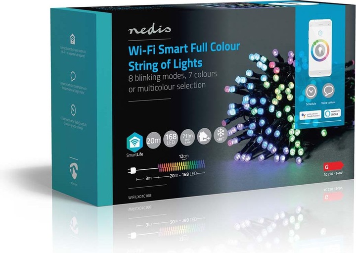 Image du produit Nedis SmartLife Décorative LED | Cordon | Wi-Fi | RGB | 168 LED"s | 20.0 m | Android™ / IOS (20 m)