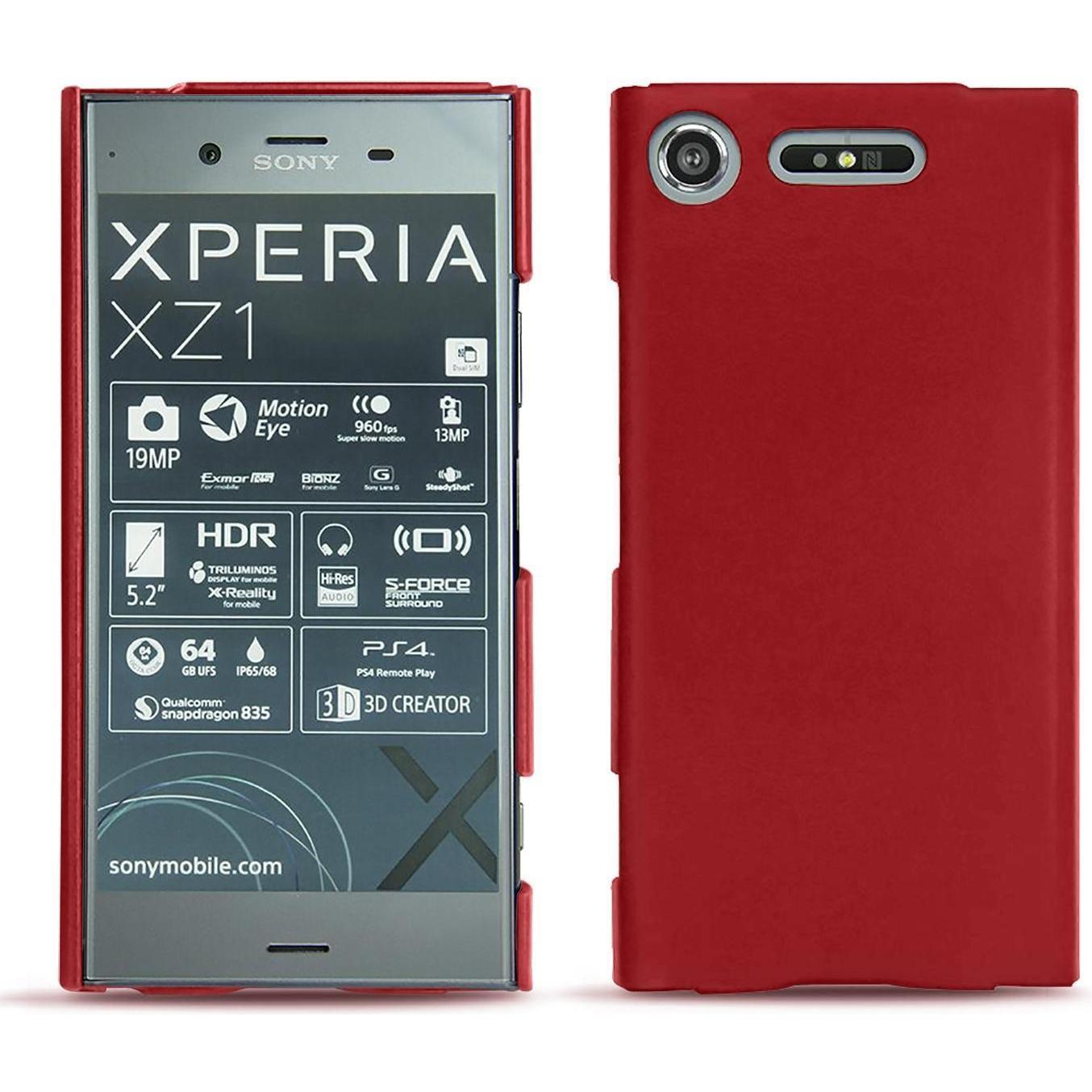 Noreve Lederschutzhülle (Sony Xperia XZ1), Smartphone Hülle, Rot