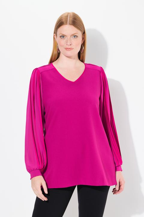Produktbild Ulla Popken Tunika, A-Linie, Chiffon-Langarm, V-Ausschnitt (46, 48)