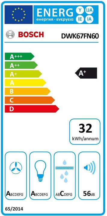 Label énergétique Bosch Hausgeräte Hotte d'aspiration BOSC (Hotte murale)