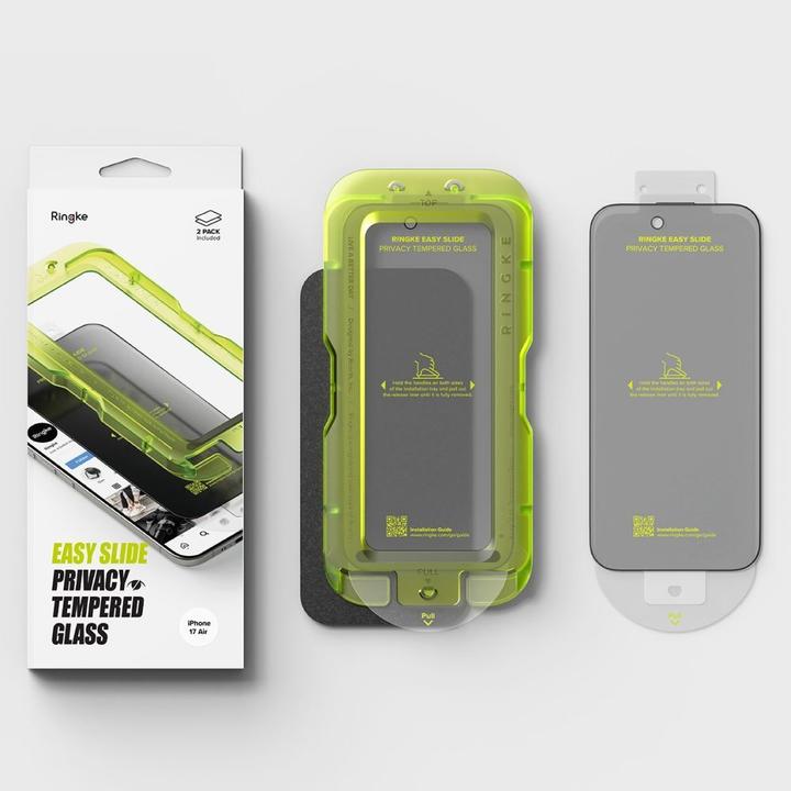 Actual product image Ringke - Easy Slide Privacy Tempered Glass (2 pack) - iPhone 17 Air - Black (2 pcs., Apple iPhone 17)