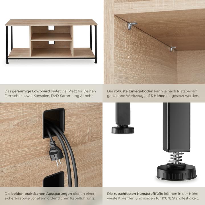 Immagine prodotto tectake Mobile basso industriale da TV (110 x 40 x 50.50 cm)