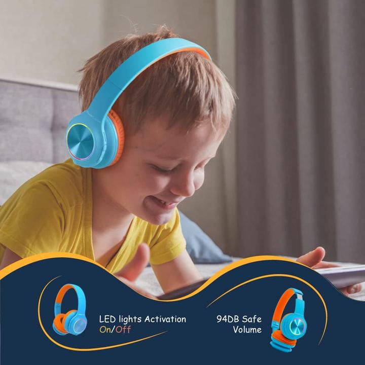 Produktbild PowerLocus PLED Bluetooth-Kinderkopfhörer blau/orange