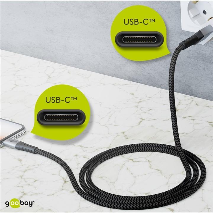 Image du produit Goobay Câble textile USB-C vers USB-C avec connecteurs métalliques (1 m)