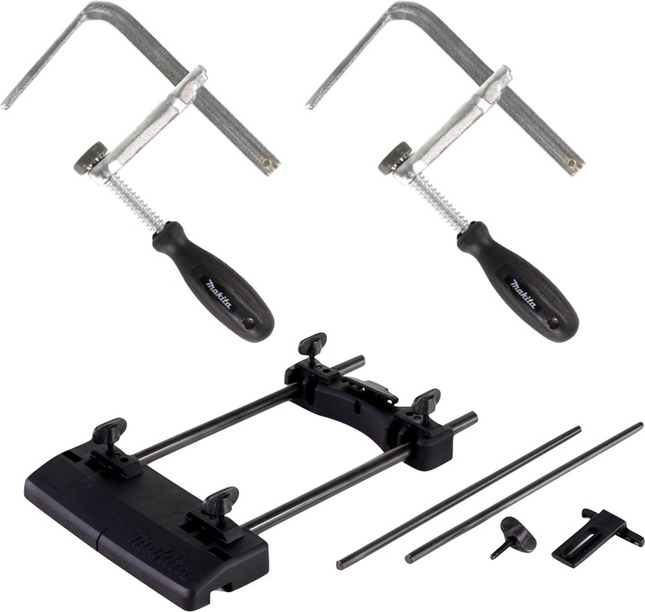 Produktbild Makita Führungsschienen Adapter ( 194579-2 ) + 2x Schraubzwinge ( 194385-5 ) für Fräse RP DRT