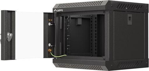 Produktbild Lanberg Szafa Instalacyjna Rack Wisząca 10 4u 300x300 Czarna Drzwi Przeszklone (Flat Pack) (4 HE, 10 Zoll Rack)