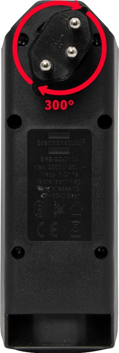 Produktbild Brennenstuhl cleverLINE Abzweigstecker 3+1 fach schwarz, drehbar bis 300° (ohne Aufhänger) *CH* (Typ 13, 4 x)