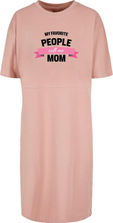 Actual product image Merchcode Ladies Mothers Day - My Favourite People Call Me Mom Organic Oversized Slit Tee Dress - 117771 (L)