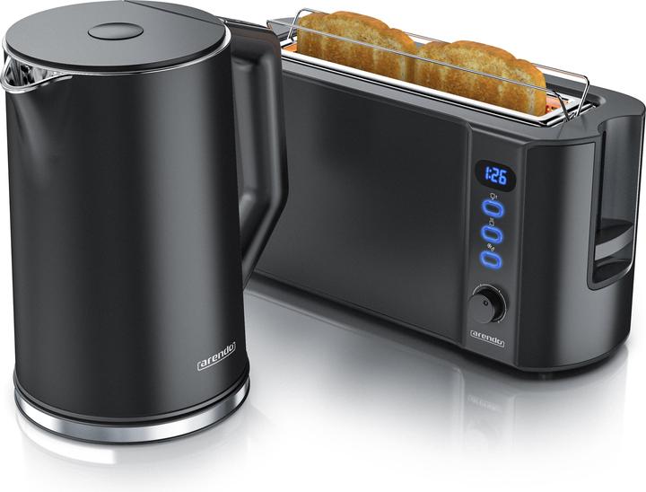 Image du produit Arendo Set de petit-déjeuner, bouilloire en acier inoxydable 1,5 l avec sélection de la température et (1.50 l)