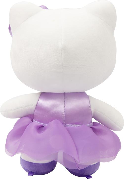 Actual product image Giochi Preziosi Hello Kitty Soft Plush Toy 30 cm High with Fashionable Outfit, Purple Satin Dress an (30 cm)