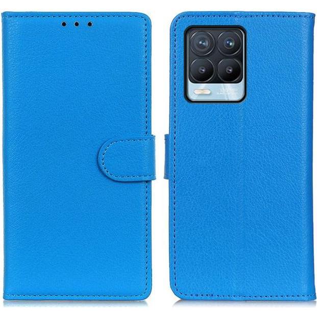 Thumbnail - MU Classic Litchi Leder Bookcover Series (Realme 8 Pro, realme 8), Smartphone Hülle, Blau