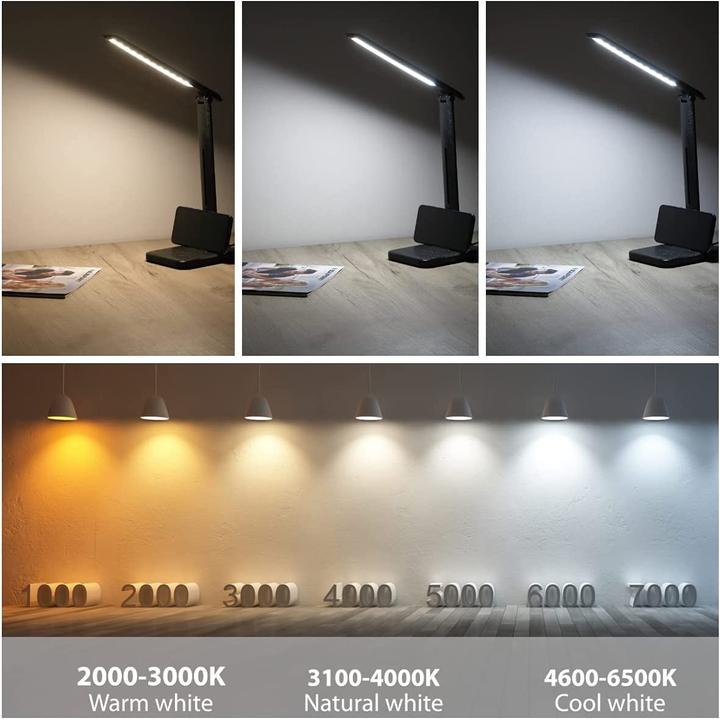 Produktbild Blaupunkt 6W LED Schreibtischlampe - Schwarz - Dimmbar - Einstellbare Helligkeit und Farbtemperatur (350 lm)