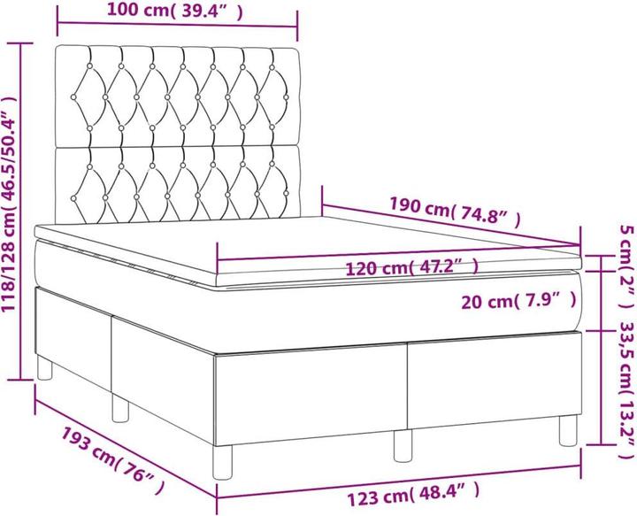 Image du produit vidaXL Boxspringbett (120 x 190 cm)