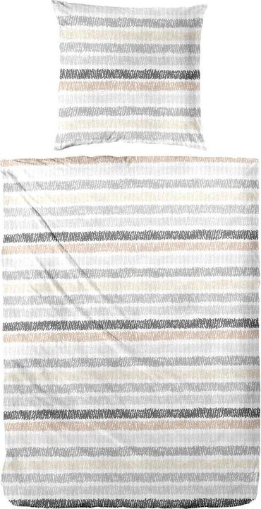 Actual product image Enrico Coss Baumwoll Seersucker Bettwäsche Düsseldorf grau beige (Bedding set, 155x220 cm + 80x80 cm)