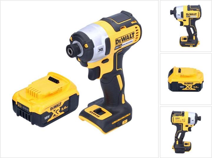 Produktbild DeWalt DCF 887 N Akku Schlagschrauber 18 V 205 Nm 1/4" Brushless + 1x Akku 5,0 Ah - ohne Ladegerät (Akkubetrieb)