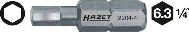 Produktbild HAZET Bit 2204-5 ∙ Sechskant6,3 (1/4 Zoll) ∙ Innen Sechskant Profil ∙ 5 mm