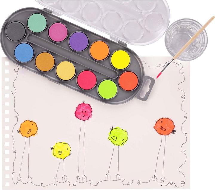 Actual product image Bruynzeel Watercolor Metallic/Neon Set of 12, Multicolor (Orange, Lilac, Multicoloured, Violet, Red)