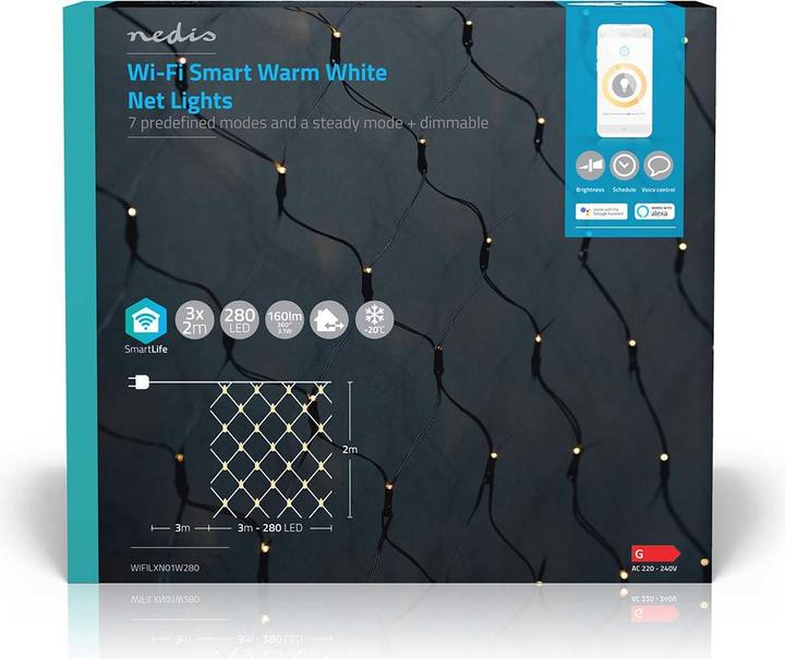 Actual product image Nedis SmartLife Decorative LED | Wi-Fi | Warm White | 280 LED's | 3 x 2 m | Android™ / IOS (3 m)