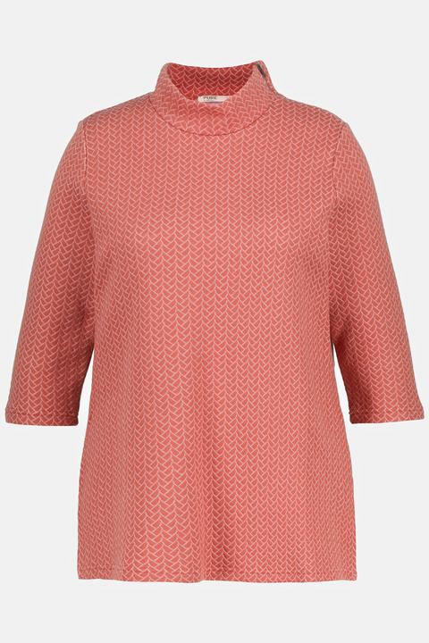 Produktbild Ulla Popken Sweatshirt, Jacquard, Stehkragen, 3/4-Arm (46, 48)