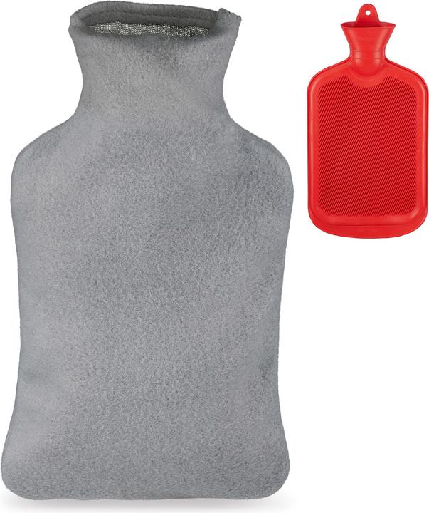Relaxdays Wärmflasche (2 l, Bettflasche mit Bezug)