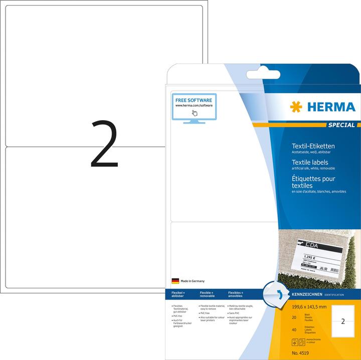 Actual product image HERMA A4 removable name labels