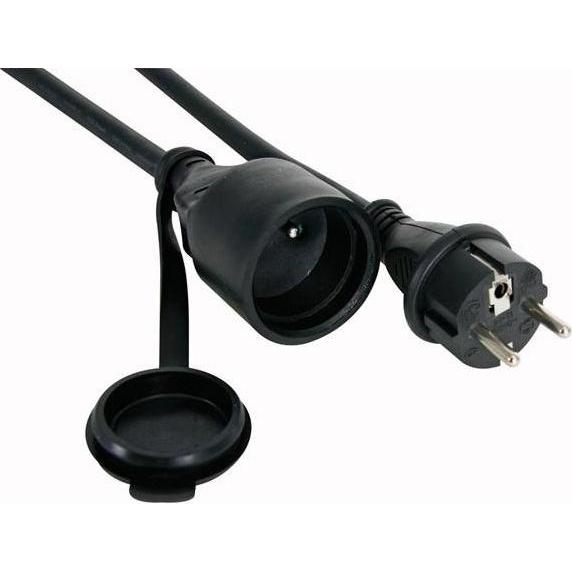 5x HQ Power, Verlängerungskabel, GUMMI-VERLÄNGERUNGSKABEL MIT SCHRUMPFSCHLAUCH - 3G2.5 - 3 m - STECKER-TYP E (FRANZÖSISC...