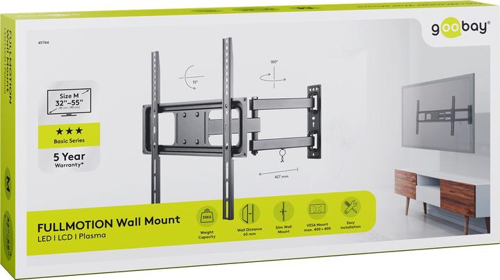 Image du produit Goobay Fullmotion de base (Mur, 35 kg, 32" - 55")