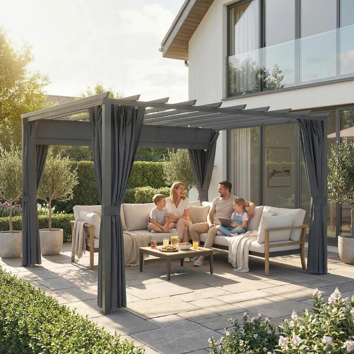 Image du produit Outsunny Pergola Aluminium, Polyester Dunkelgrau (357 cm, 293 cm)