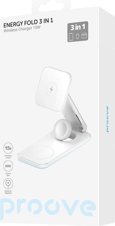 Produktbild Proove wireless charger Energy Fold 3 in 1 white (15 W)