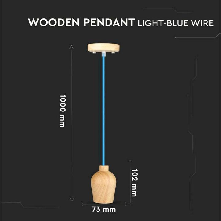 Produktbild V-Tac VT7778BL Holz Hängelampe Hellblau Kabel (E27)