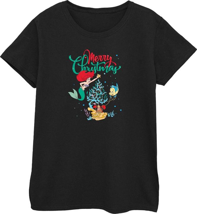 Actual product image Disney Womens/Ladies Princess Ariel Merry Christmas Cotton T-Shirt (S)