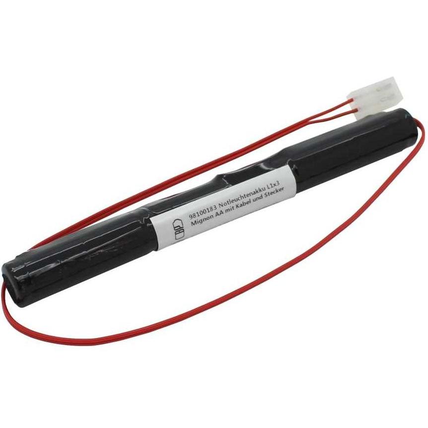 XCell Notleuchtenakku NiMH 3,6V 1100mAh L1x3 Mignon AA mit Kabel und Stecker (1 Stk., 1100 mAh, Ladegerät inkl. Akku), A...